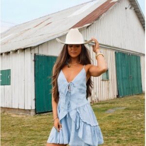 Sky Blue Ruffled Mini Dress